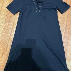 ASOS Black Lace-Up T-Shirt Dress